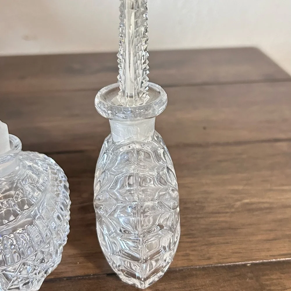 Vintage Crystal Perfume Bottle Pair | Vanity Decor Cut Glass